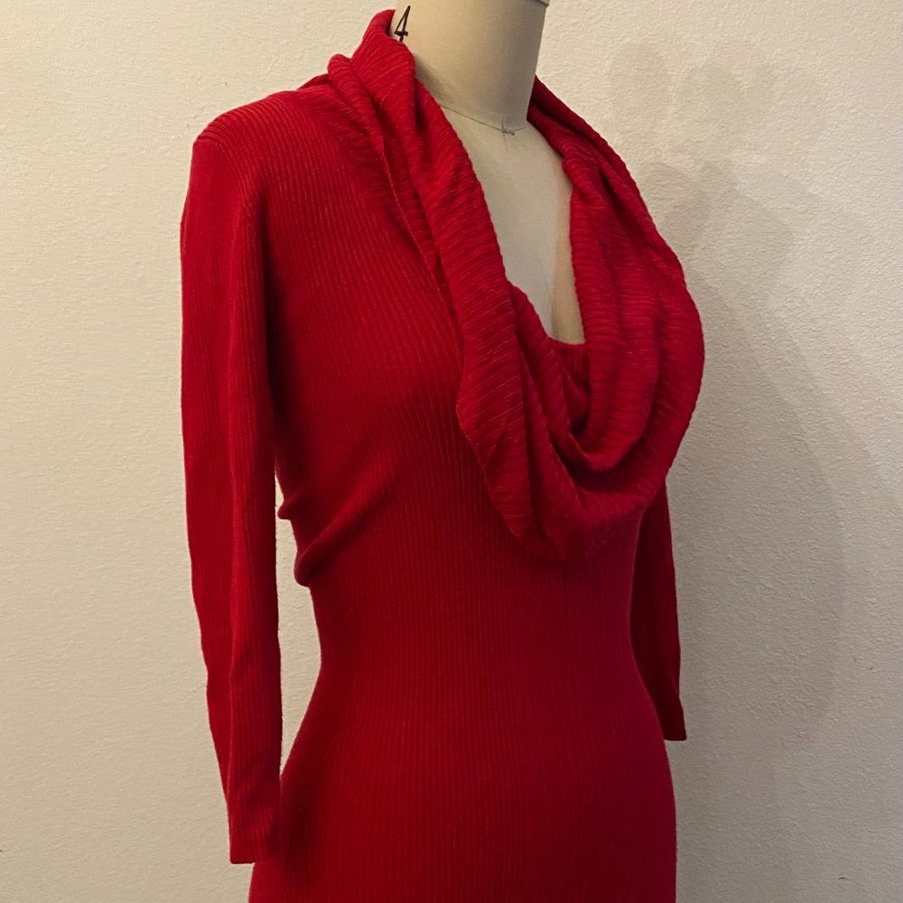 DKNY Cowl neck 3/4 sleeve Red S